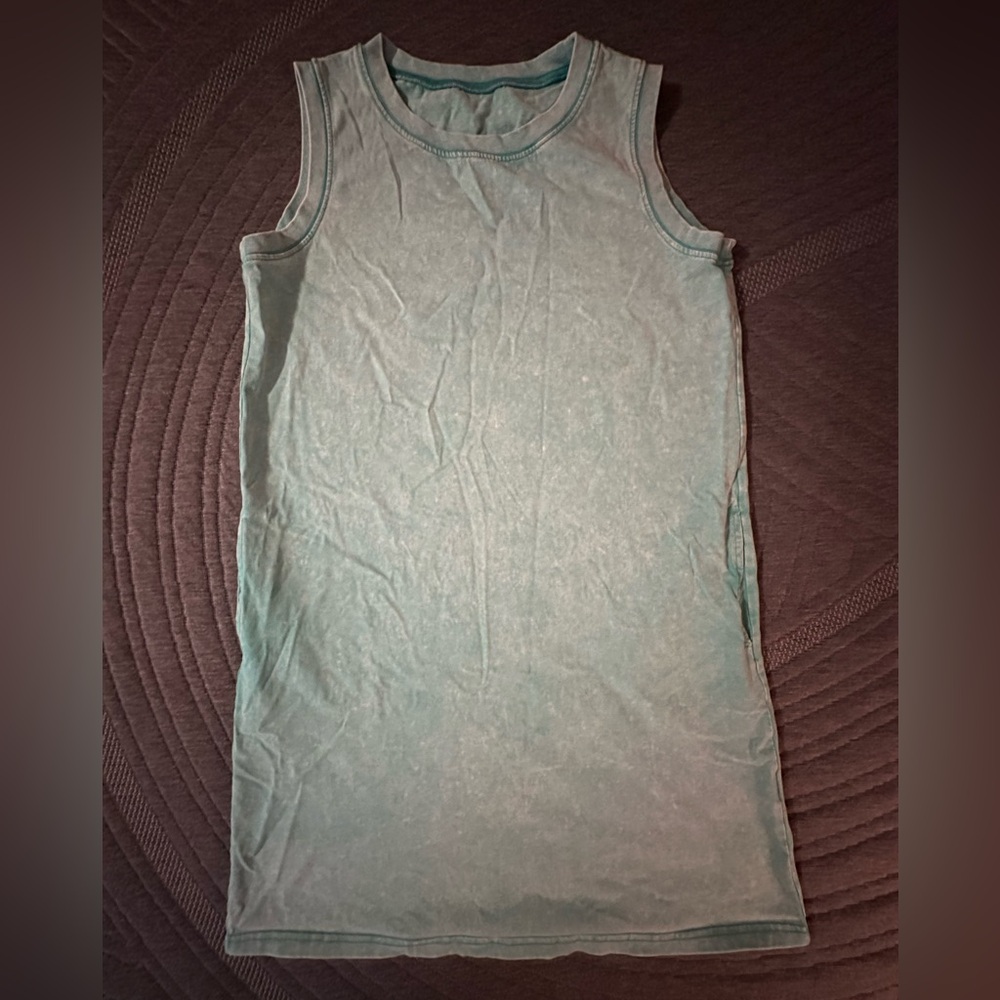Sleeveless Tank Dress in Washed Seafoam Green